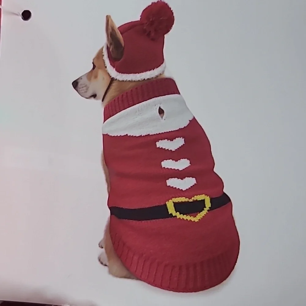 Red Santa Pet Sweater with Hat